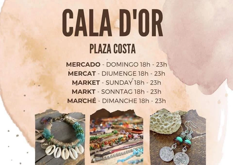 Mercado artesanal en Cala d’Or, los domingos de 18.00 h  a 23.00 h en la Plaza Costa de Cala d’Or